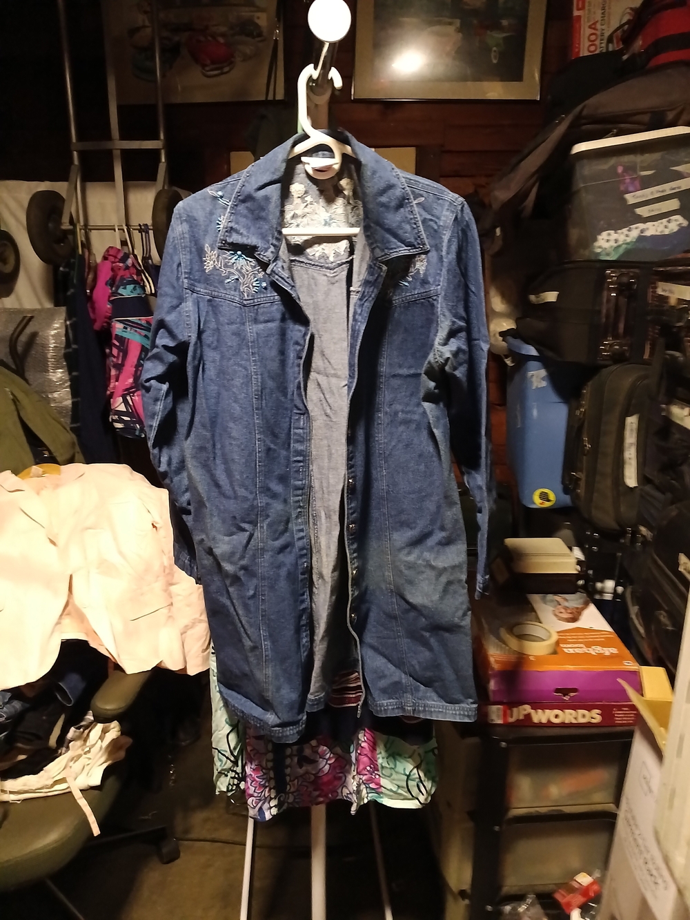 Susan Graver Longline Denim Jacket with Embroidered Accent - Blue